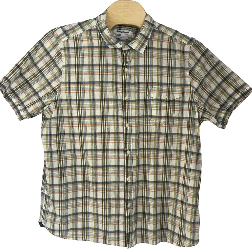 Tommy Bahama Trim Fit Ocean Cay Plaid Sport Shirt In Tart Apple Color Men Size X